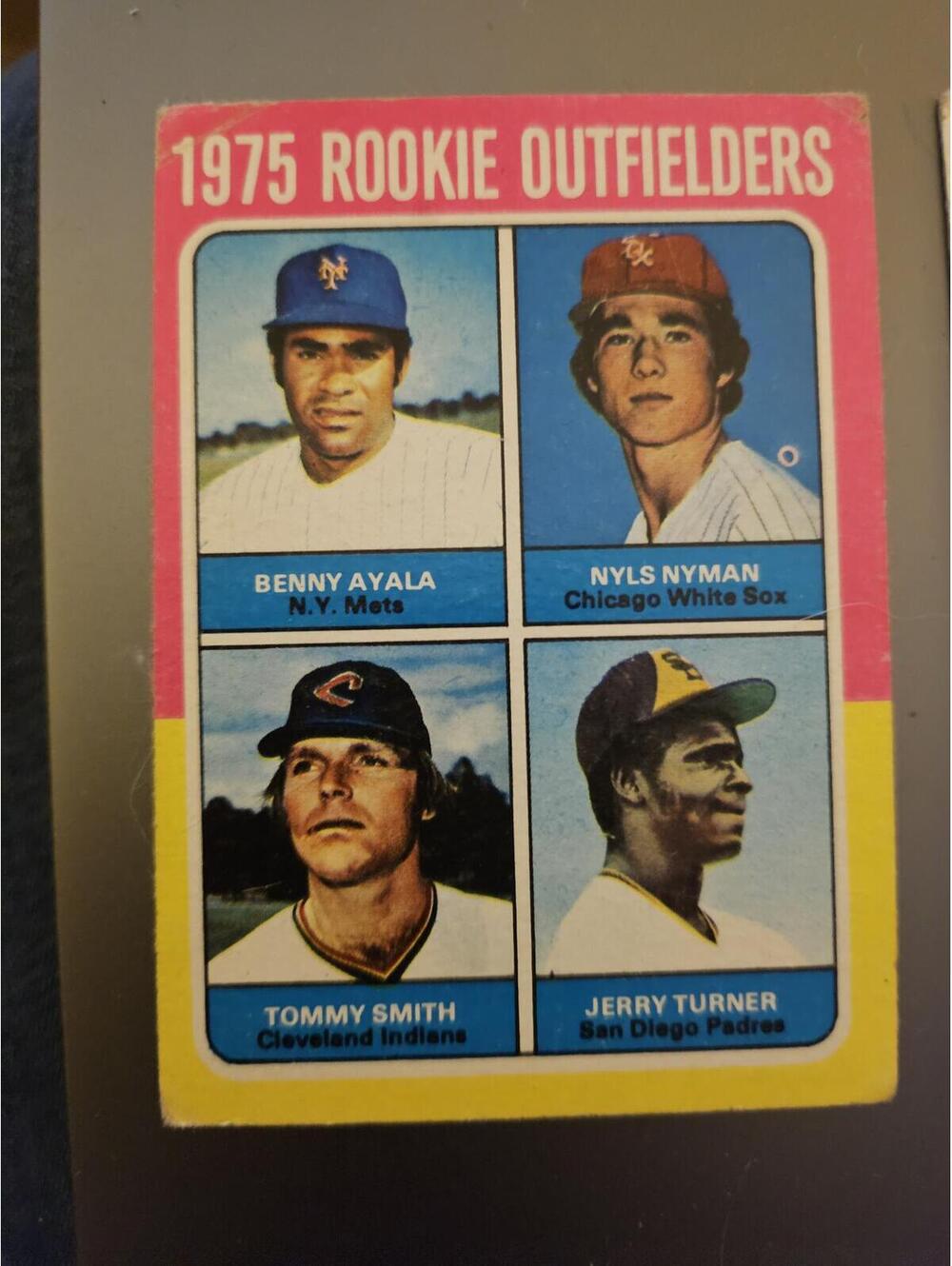 1975 Topps Rookie Outfielders Benny Ayala Tommy Smith Nyoman Turner #619  as is